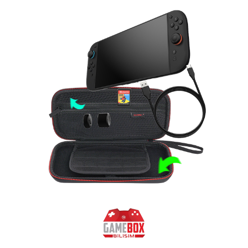 TNS-3173 Oyun Konsolu Taşıma Çantası Portatif Sert Kasa Düzenleyici Ana Kasa NintendoSwitch 2 için Siyah