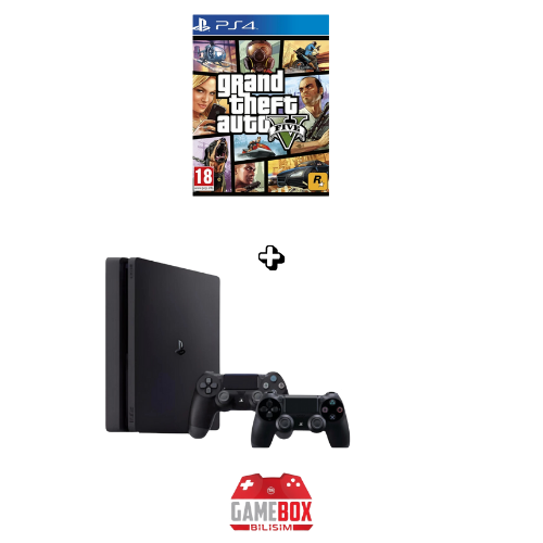 Sony PlayStation 4 Slim 1TB – Türkçe Menü + Çift Kol + GTA 5 (Yenilenmiş