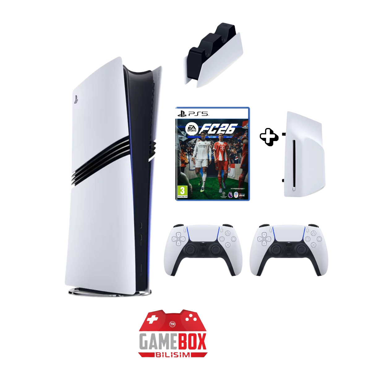 Sony PlayStation 5 Pro 2TB CFI7121 Avrupa Disk Sürücü Çift Kol FC26 Şarj